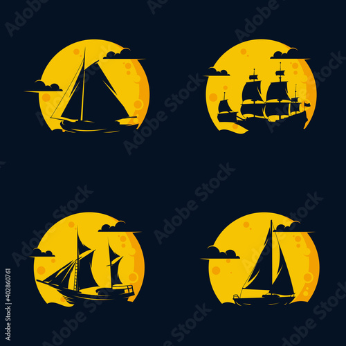 Sailing Yacht Sailboat Premium Quality symbol icon vector illustration
