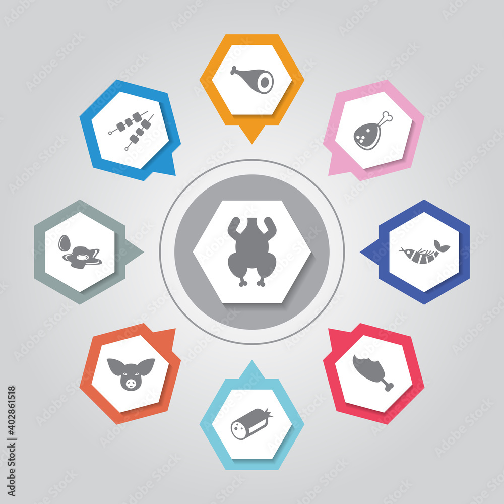 Meat Icon. Simple flat vector icons set on Gray Radiant background Meat Icon. Simple flat vector icons set on Gray Radiant background