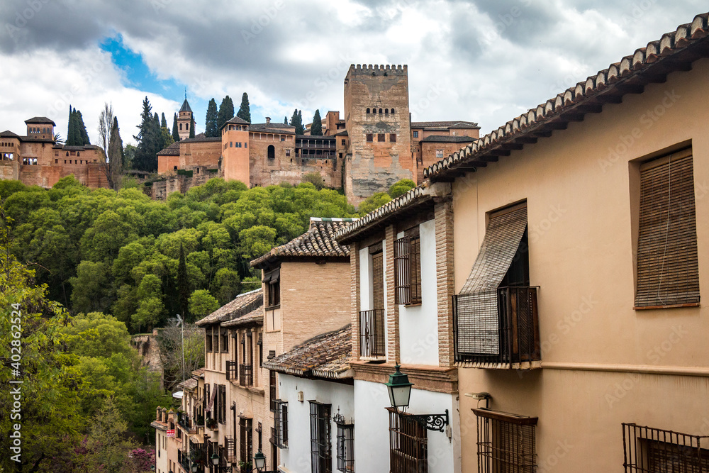 old town of granada, spain, andalusia, with view on alhambra old town of granada, spain, andalusia, with view on alhambra