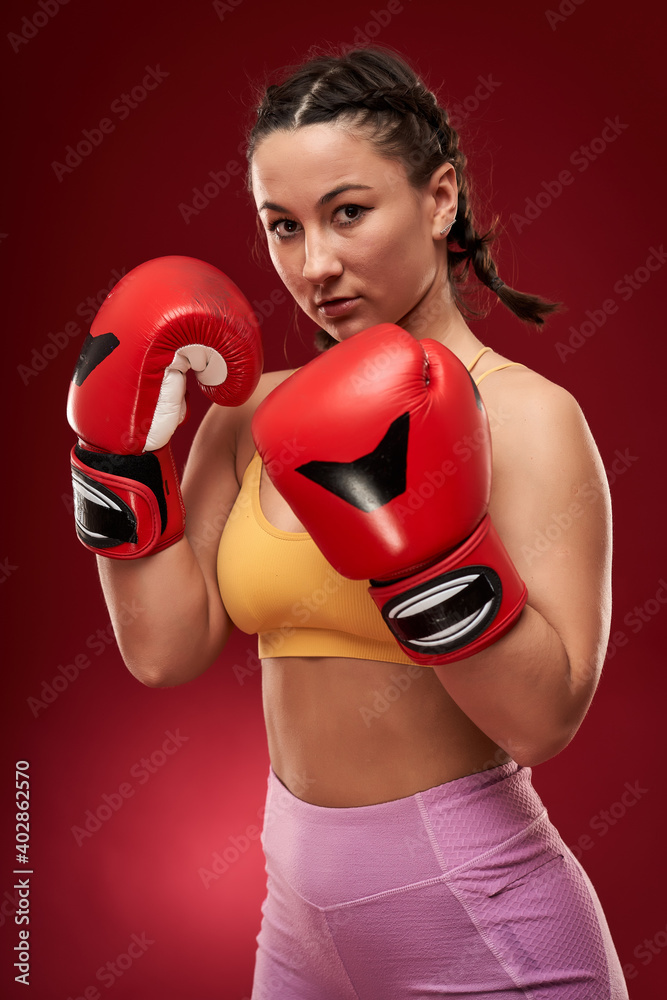 Boxer girl with red gloves