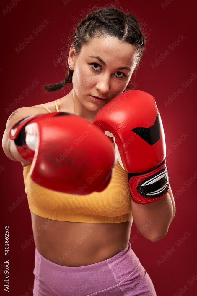 Boxer girl with red gloves