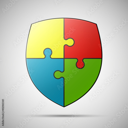 puzzle shield background. illustration
