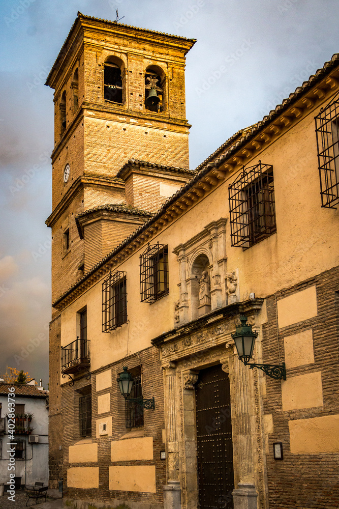 bell tower of the church in granada, spain
