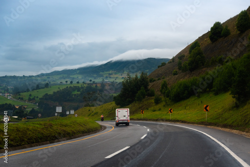 Small truck on a highway in the department of Boyaca.Colombia © EGT