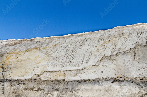 Geological section of a layer of minerals