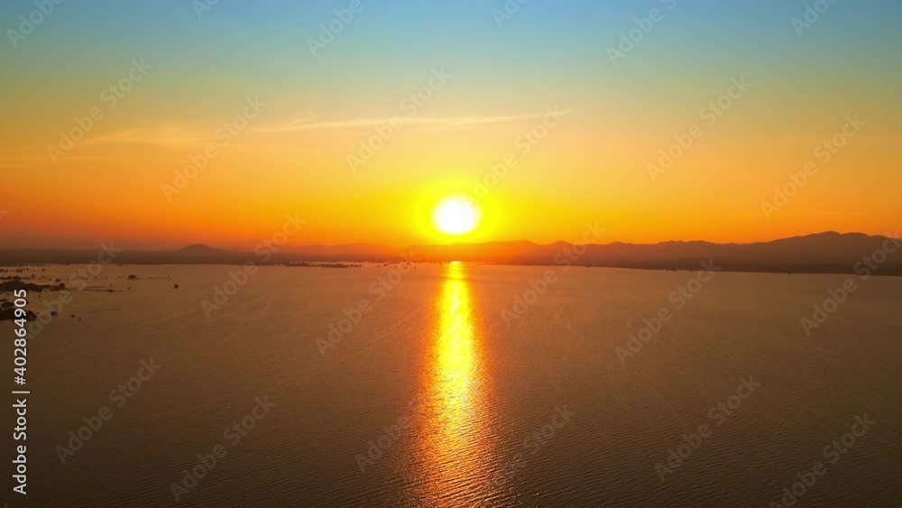 4k 60fps aerial shot beautiful sunset over lake and mountain 4k 60fps aerial shot beautiful sunset over lake and mountain