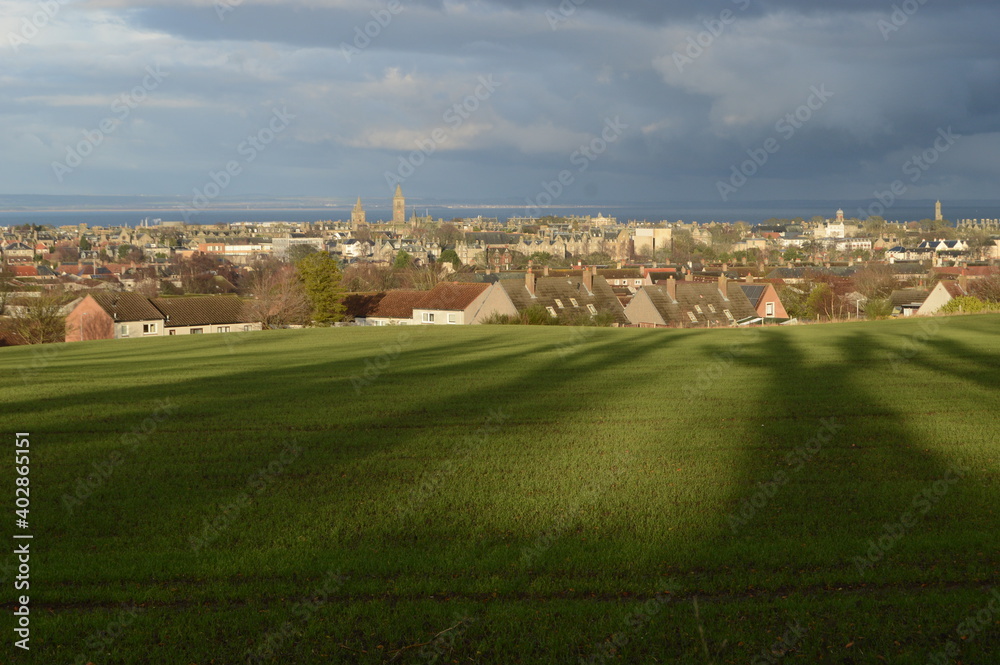 A hail storm brews over St Andrews, Fife, 3 January 2020