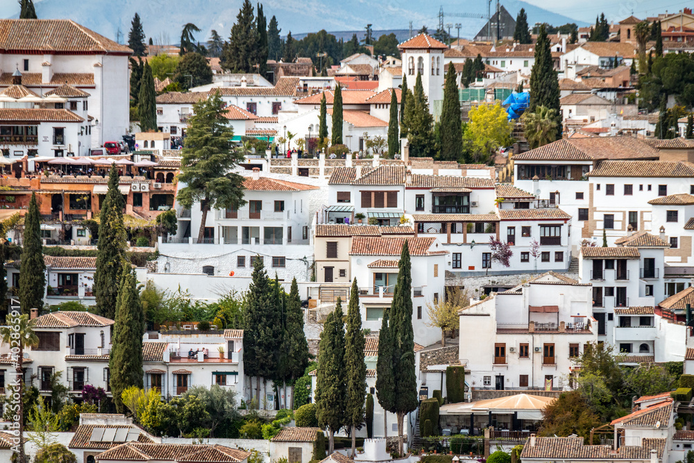 view of the old town of granada, spain, andalusia