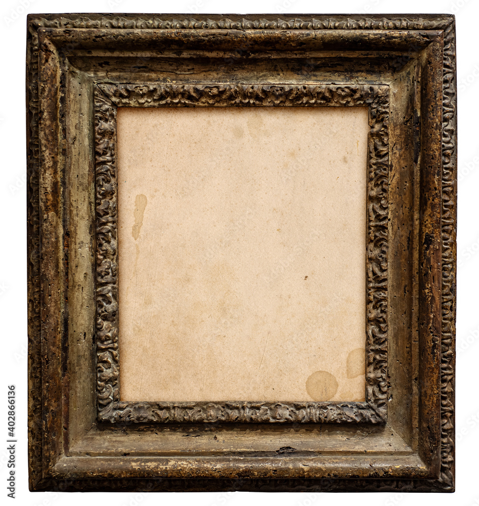 Old wooden frame and old canvas paper isolated on white background. Frame  design element on the theme of art, creativity, painting, photography.  Vintage rustic wood frame. Stock Photo | Adobe Stock