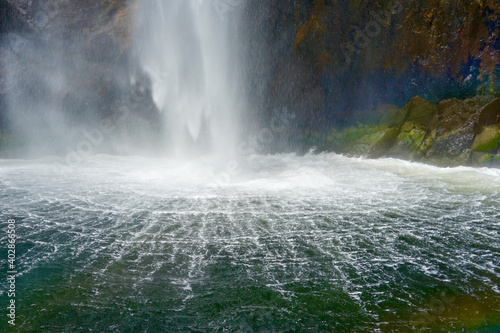 New Zealand  South Island  amazing waterfall in the Milfort Sound.