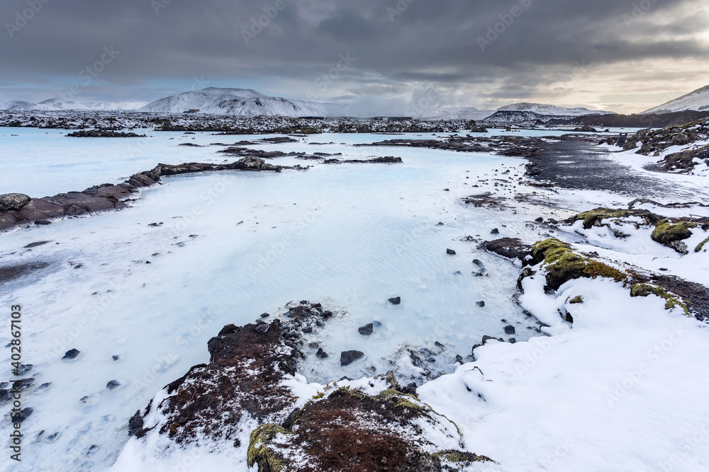 blue lagoon in iceland in winter blue lagoon in iceland in winter