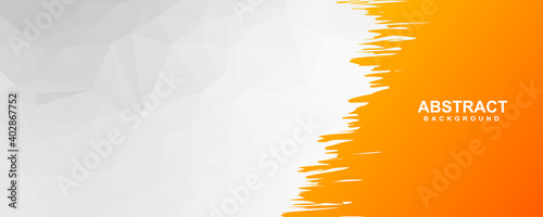 elegant gray and orange low poly abstract geometric banner design