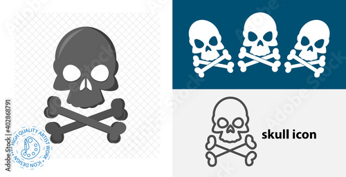 skull icon. death isolated flat icon. solid and line medicine design element