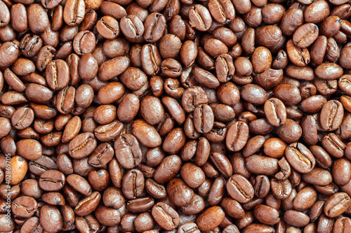 Roasted coffee beans texture.