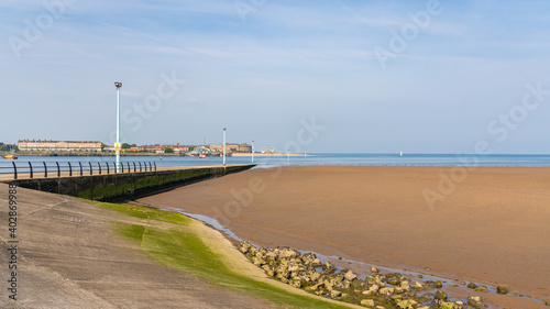 Wallpaper Mural The ferry pier in Knott End-on-Sea, Lancashire, England, UK - with the River Wyre and Fleetwood in the background Torontodigital.ca