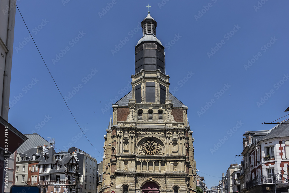 Fototapeta premium Notre-dame De Bon Secours Church (Eglise Bonsecours, XIX century) in Trouville-sur-mer, Normandy, France.
