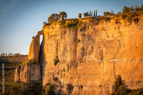 canyon of ronda at sunset, spain