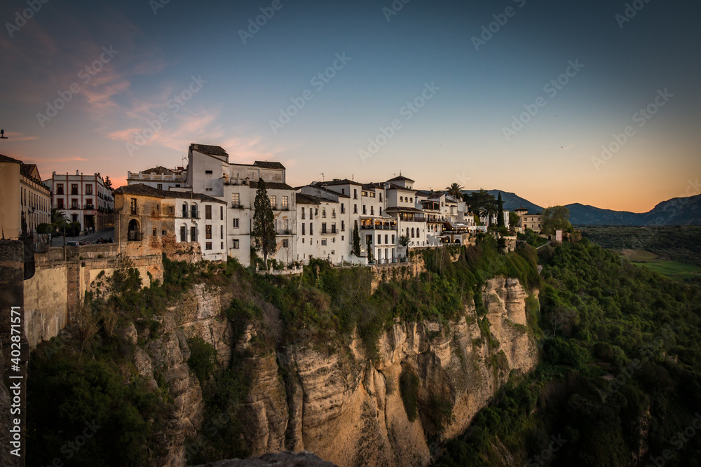 sunset over the city of ronda, andalusia, spain