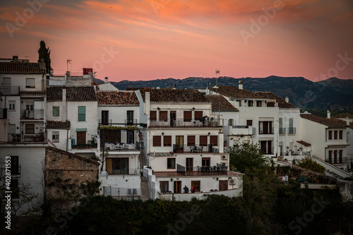 sunset in the town of ronda, andalusia, spain