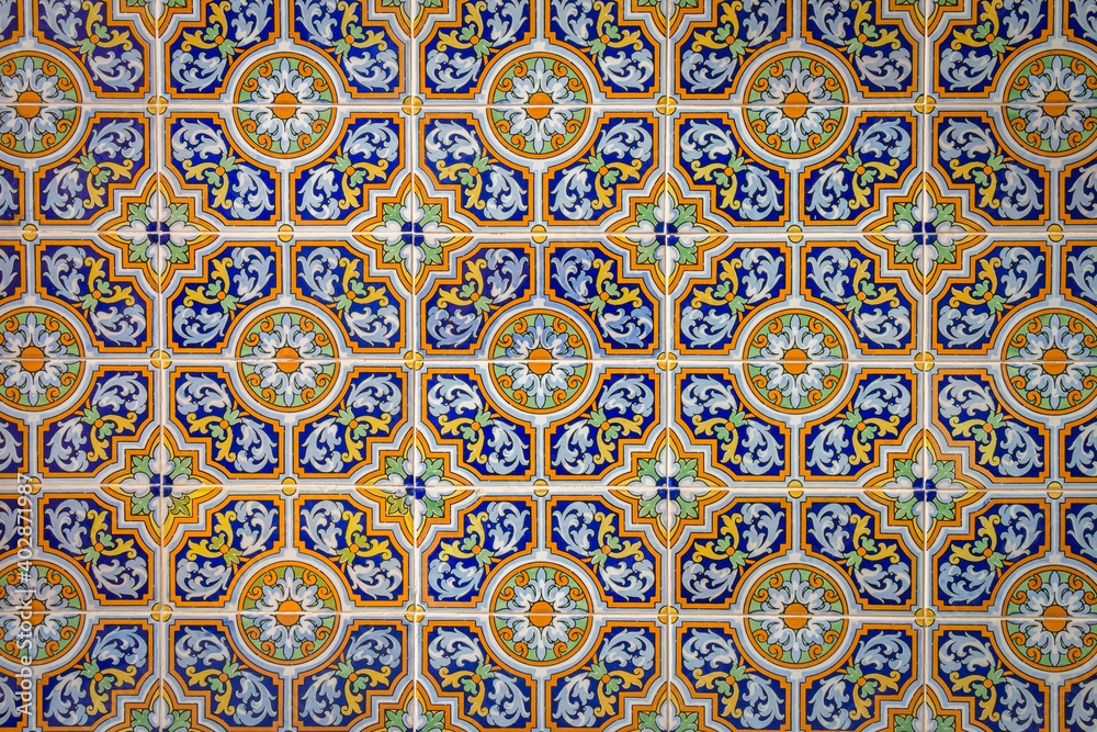 seamless pattern, moorish, andalusian, azulejos, tiles
