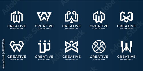 set of creative monogram W logo design vector template. simple for icon business,luxury,elegant. premium vector