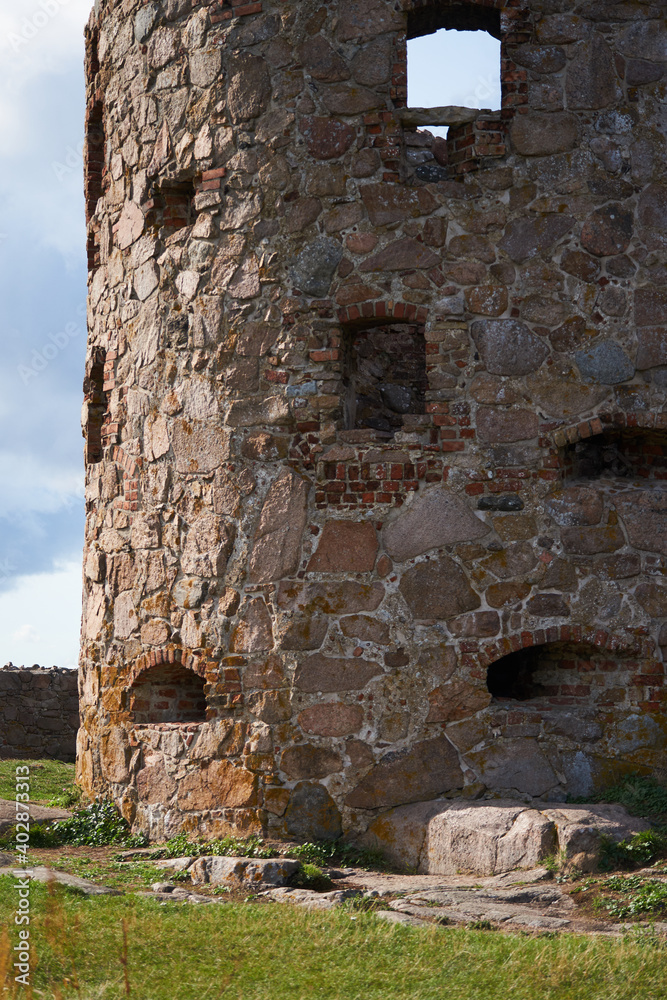 Ruins of the middel age castle Hammershus on island Bornholm in Denmark