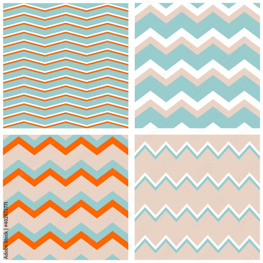 Tile vector pattern set with zig zag background