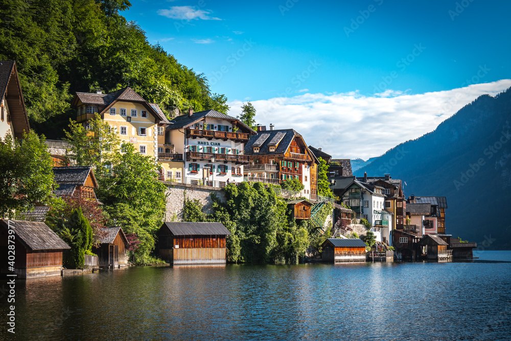 boat houses of hallstatt, austria
