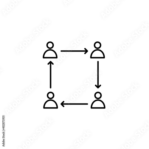 Icons of connected people in organizations. Organization and teamwork icon. Vector