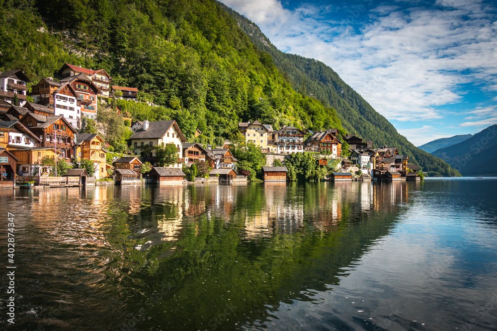 Fototapeta premium reflection of hallstatt, lake, austria