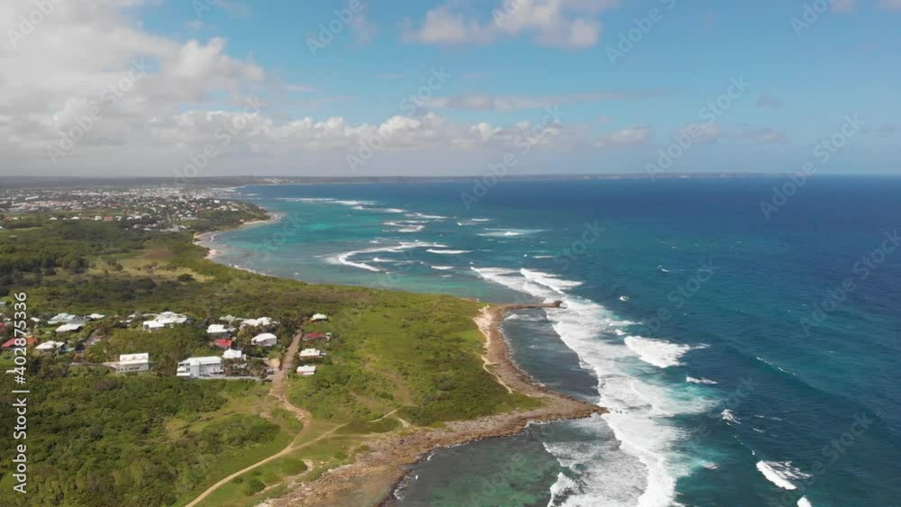 Drone view of ocean and beach, Wave, Paradise,Tropical, Caribbean Drone view of ocean and beach, Wave, Paradise,Tropical, Caribbean