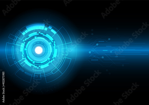 Futuristic transfer data from center hub to user. High technology abstract background.