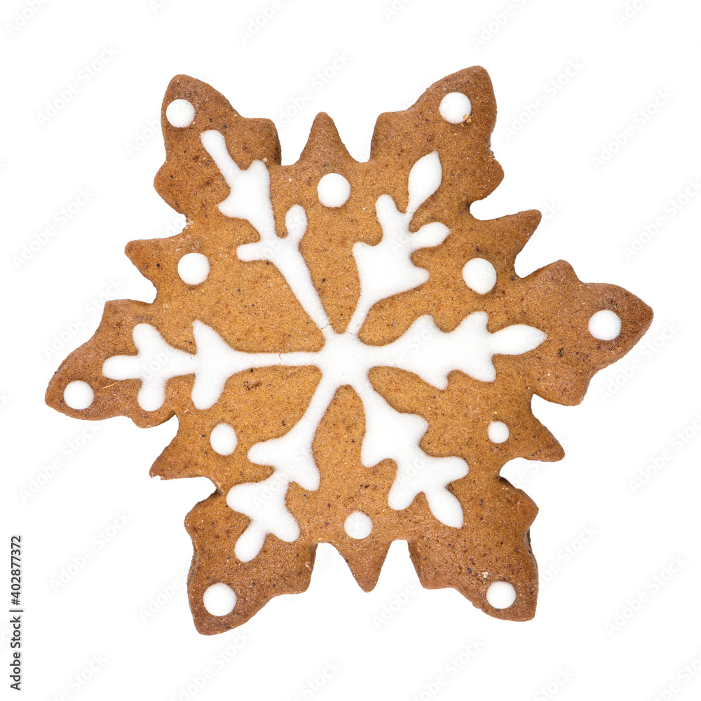 Gingerbread cookie in snowflake shape Gingerbread cookie in snowflake shape