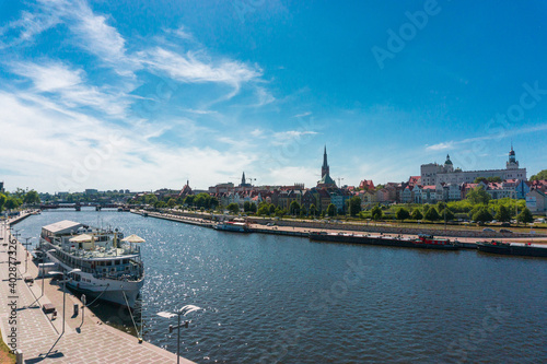 The left bank of the Oder in Szczecin together with the Pomeranian Dukes' Castle, Szczecin