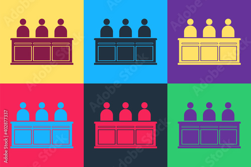 Pop art Jurors icon isolated on color background. Vector.