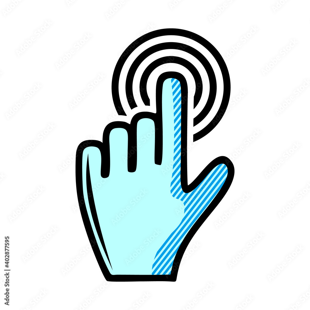 Click hand icon pointer on a white background. Click hand icon pointer on a white background.