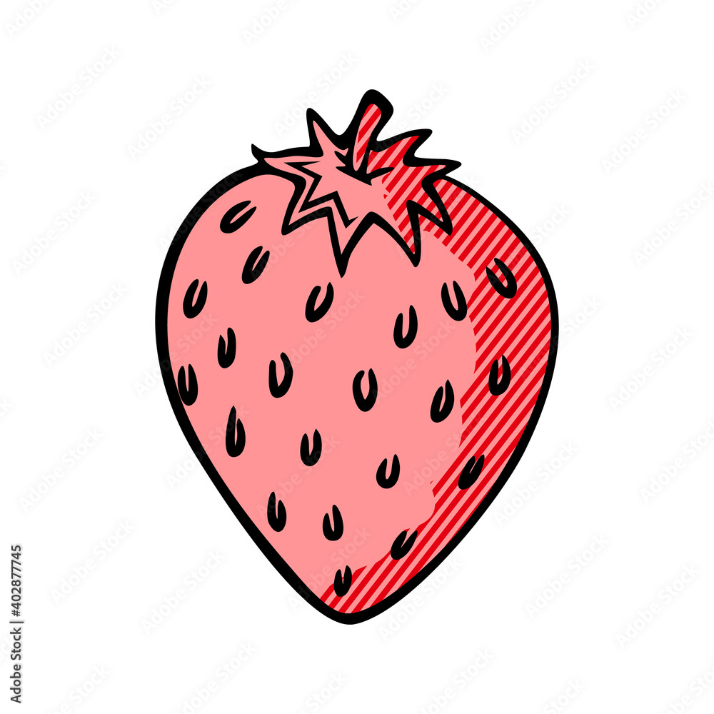 Fototapeta premium Illustration of Strawberry isolated on white background, fresh healthy food