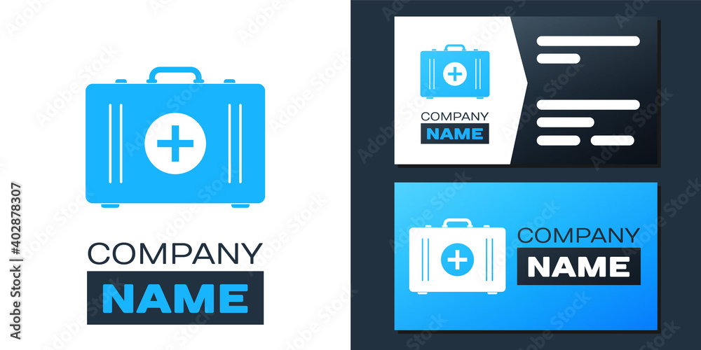Fototapeta premium Logotype First aid kit icon isolated on white background. Medical box with cross. Medical equipment for emergency. Healthcare concept. Logo design template element. Vector.