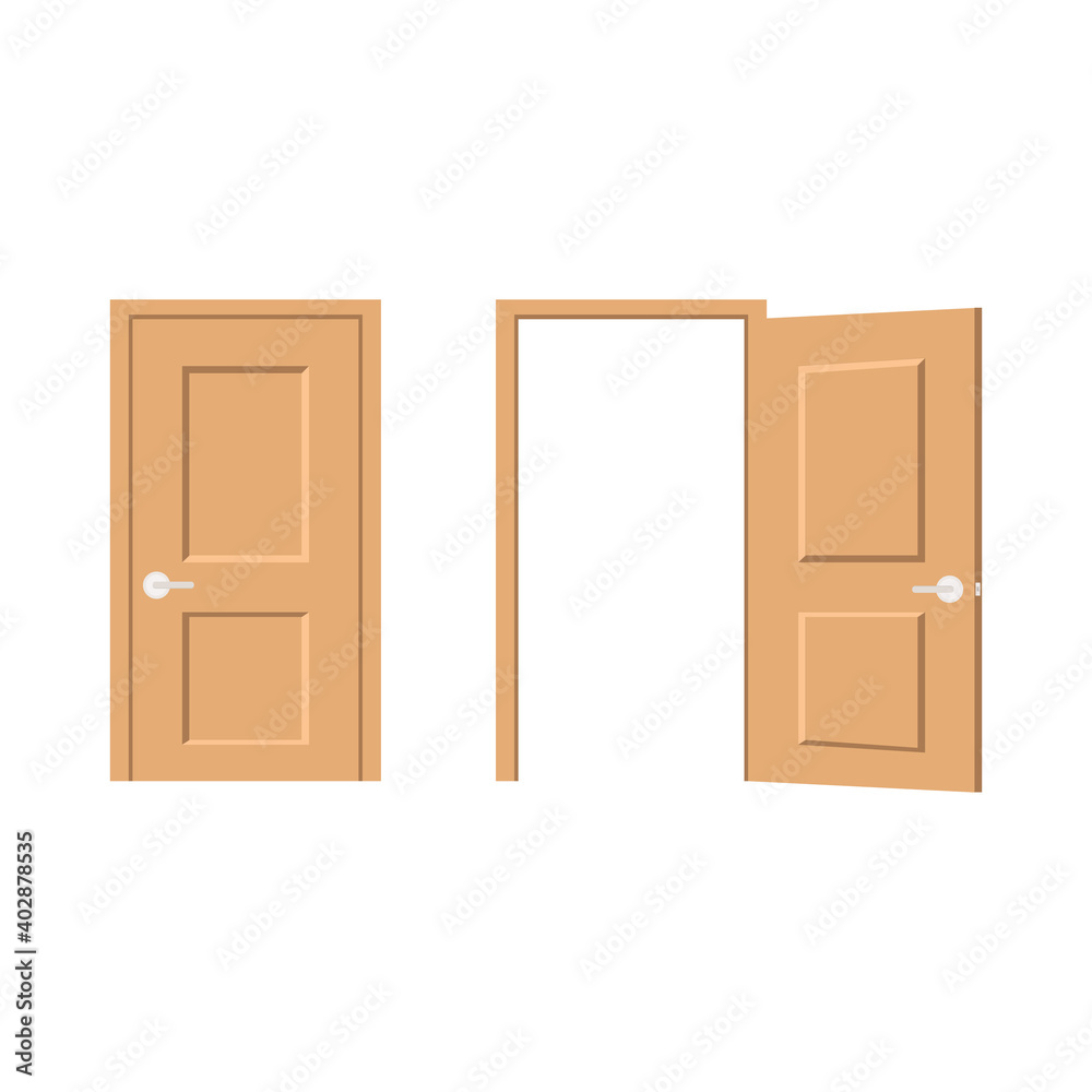 Fototapeta premium Open and closed doors. Vector illustration.