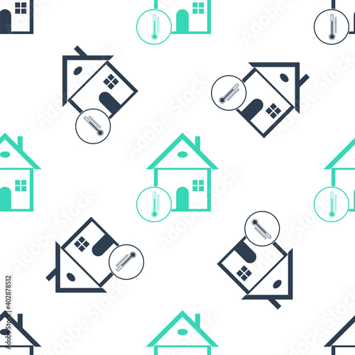 Green House temperature icon isolated seamless pattern on white background. Thermometer icon. Vector.