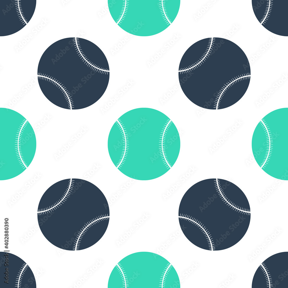 Fototapeta premium Green Baseball ball icon isolated seamless pattern on white background. Vector.