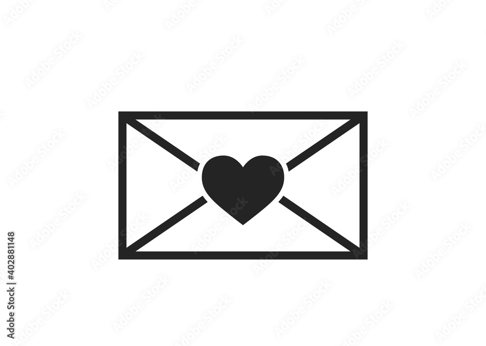 envelope with heart line icon. love message. valentines and love symbol envelope with heart line icon. love message. valentines and love symbol