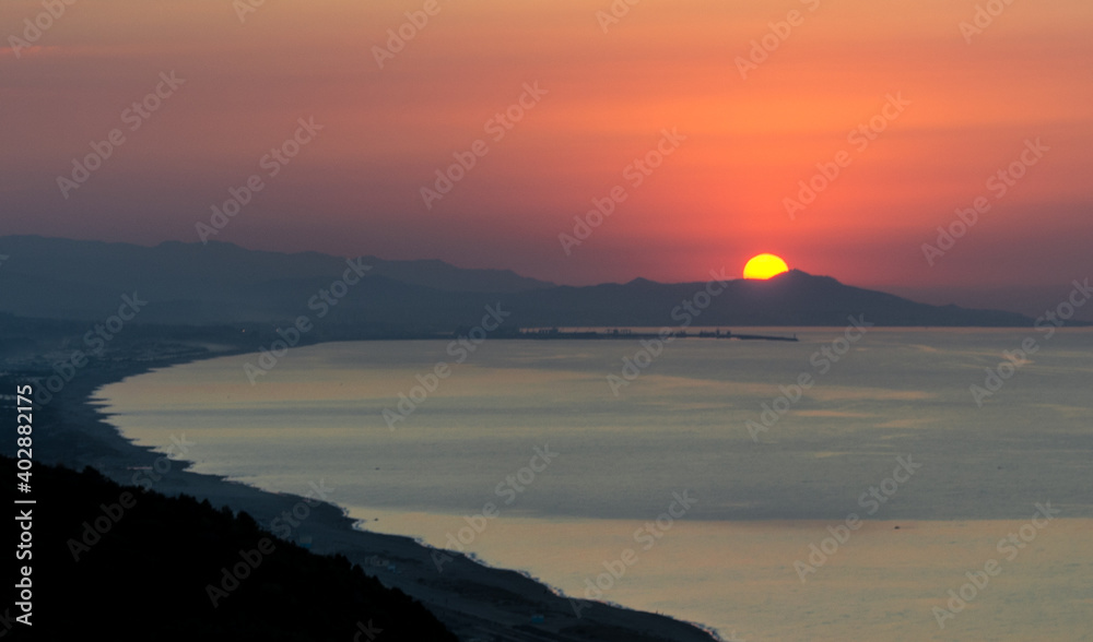 sunset with mountains, Watch a sunset in the Mediterranean from the mountain