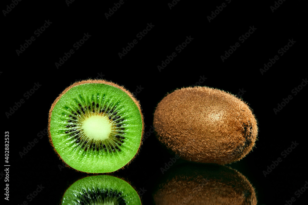kiwi fruit on a black background kiwi fruit on a black background