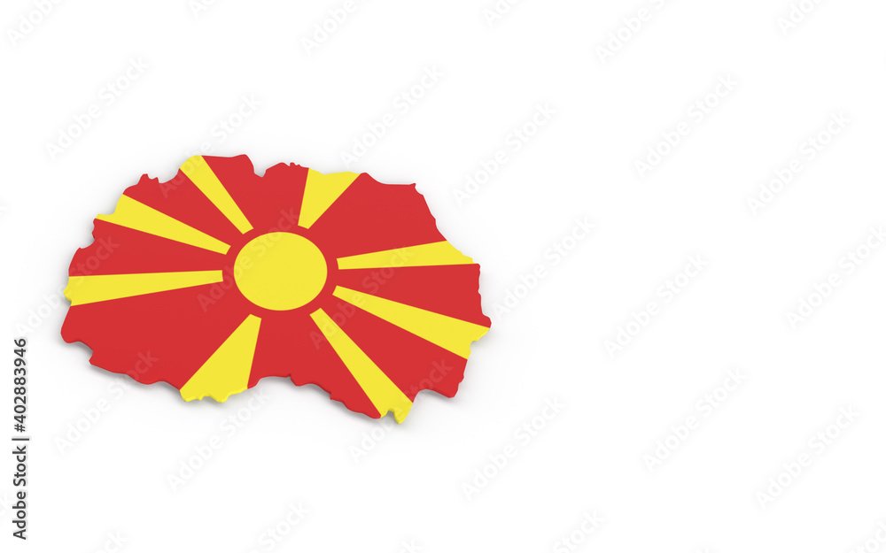 Map of North Macedonia with Macedonian flag 3D rendering