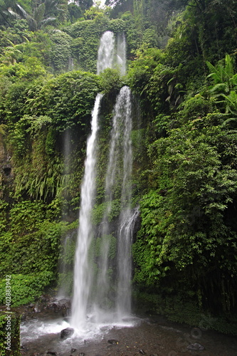 Sendang Gile waterfall near Senaru village. Lombok island. Indonesia. Asia.
