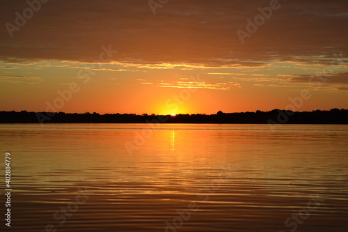 sunset over the river, amazon river