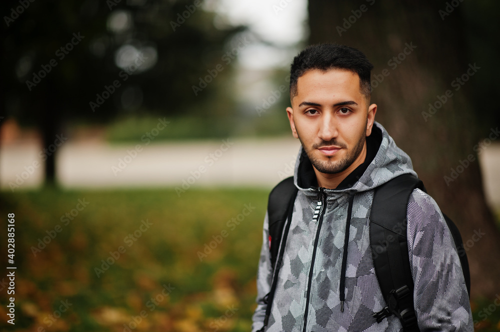 Student kuwaiti man wear at hoodie with backpack. Student kuwaiti man wear at hoodie with backpack.