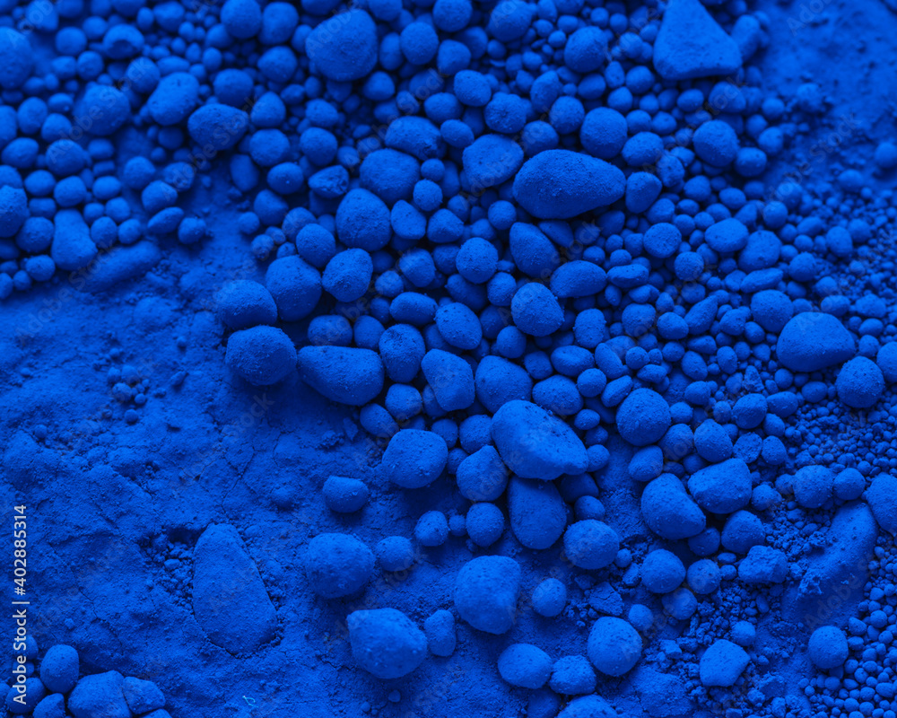 Color background and texture: blue pigment.