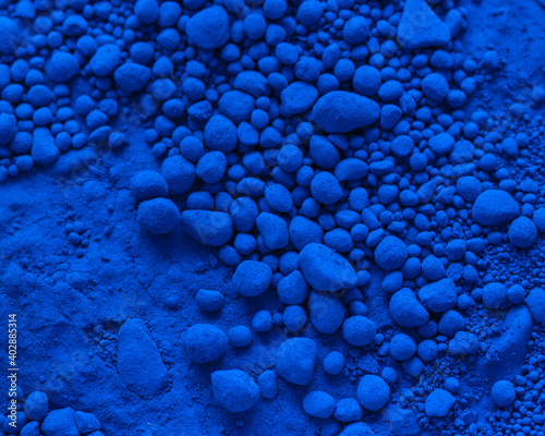 Color background and texture: blue pigment.